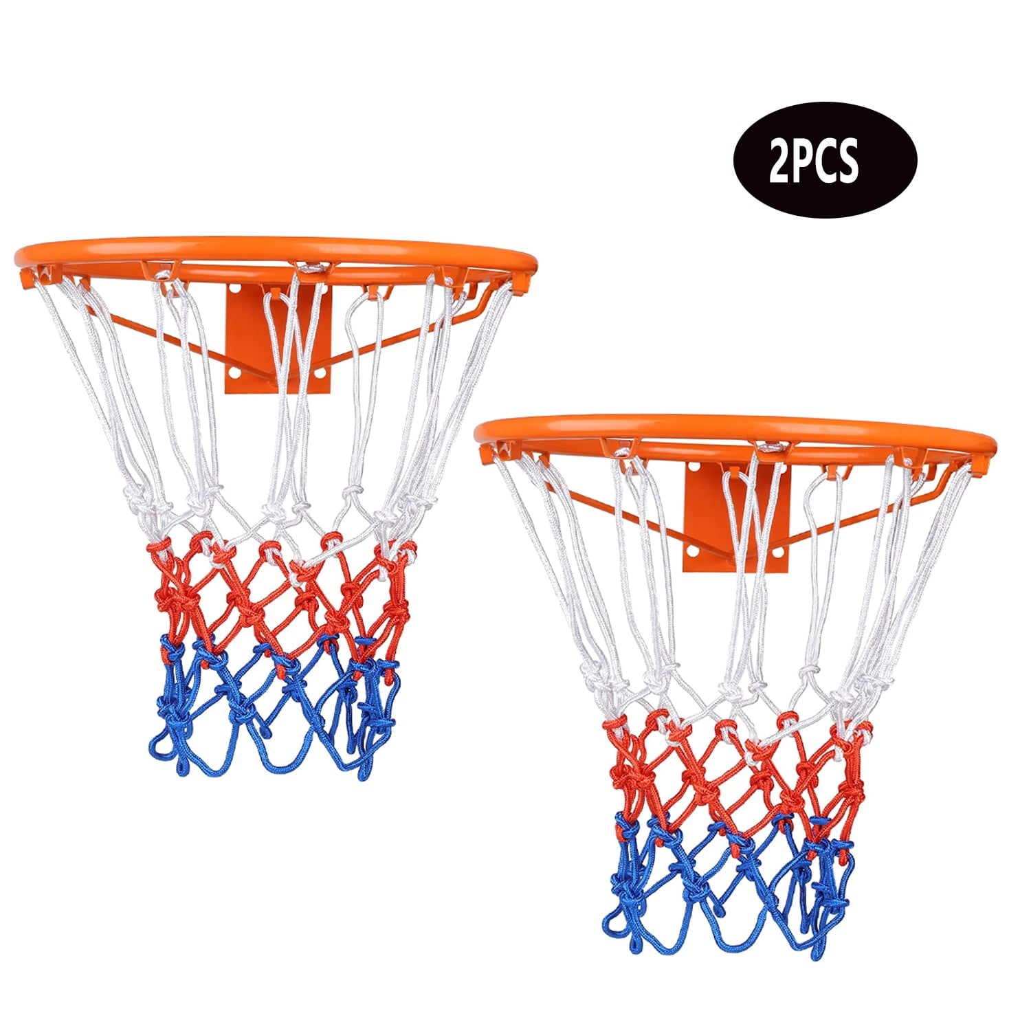 2Pcs Basketball Nets Replace,Heavy Duty 12 Loops Tri-Colored Basketball Net for Outdoor Indoor Sports