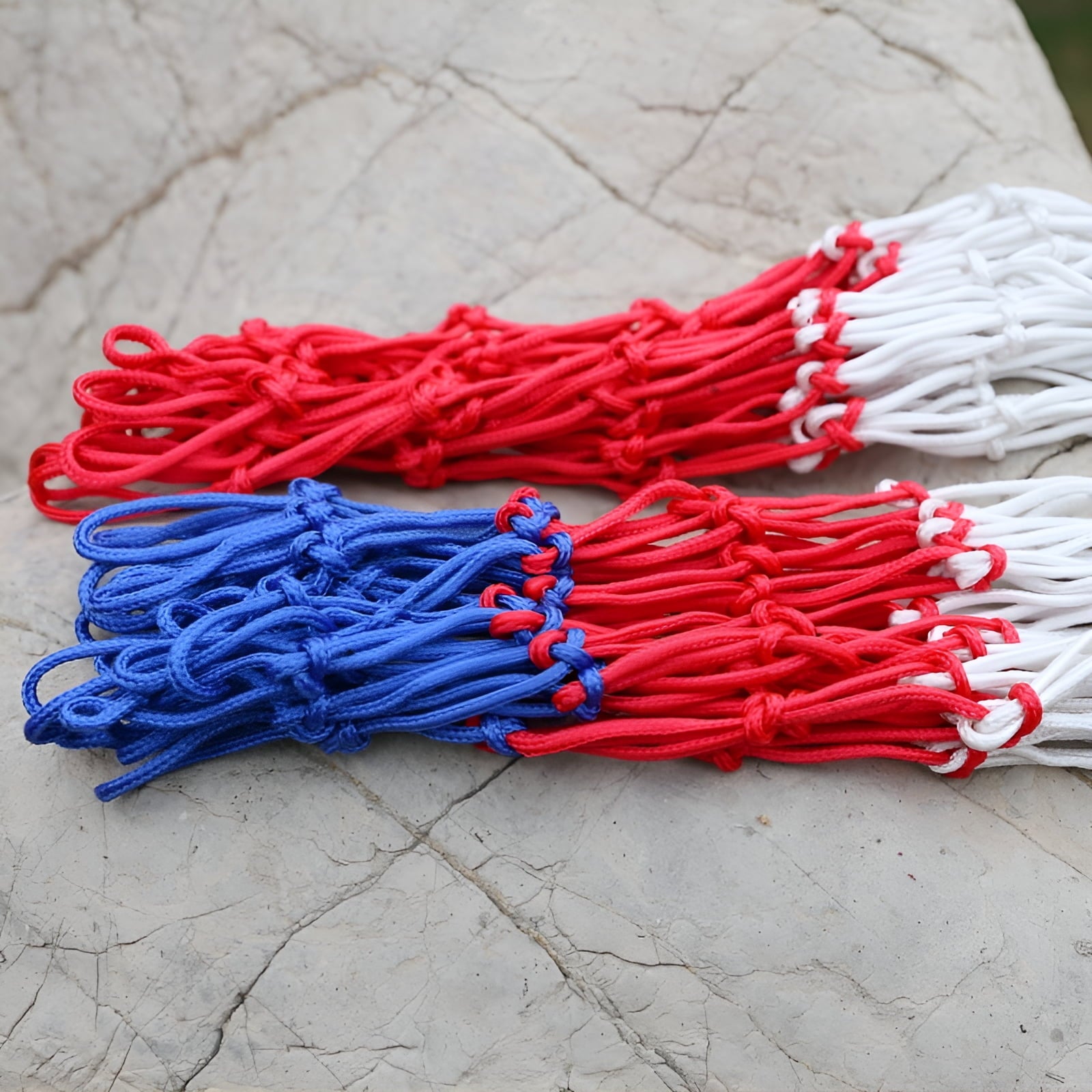 2Pcs Basketball Nets Replace,Heavy Duty 12 Loops Tri-Colored Basketball Net for Outdoor Indoor Sports