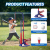 JoyStone 3-in-1 T Ball Set for Kids, 2.5-3.9ft Height Adjustable Tee Ball Stand, Hanging Tee, Pitching Machine, Tball Bat with 6 Balls, Indoor/Outdoor Sport Gifts for Boys & Girls