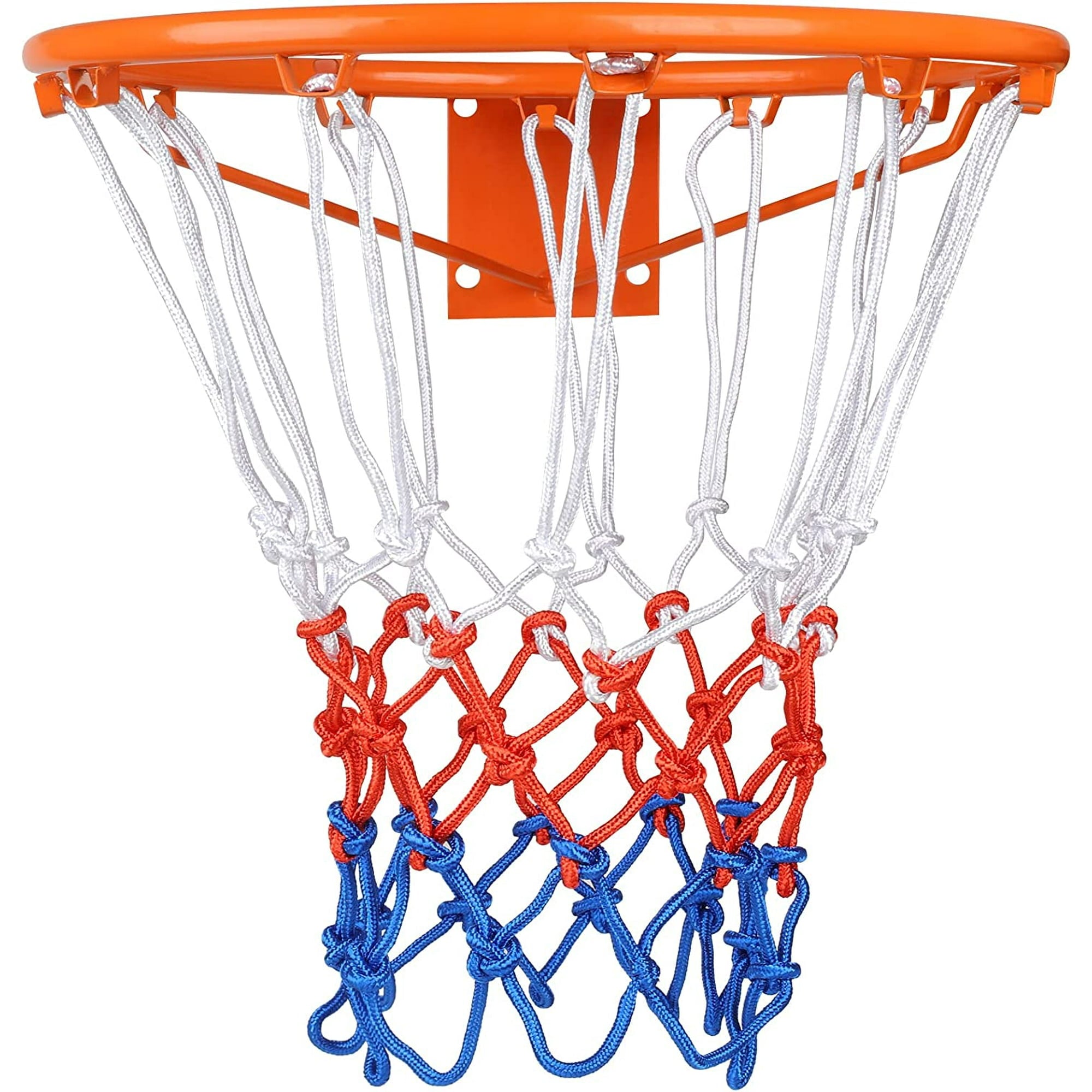 2Pcs Basketball Nets Replace,Heavy Duty 12 Loops Tri-Colored Basketball Net for Outdoor Indoor Sports