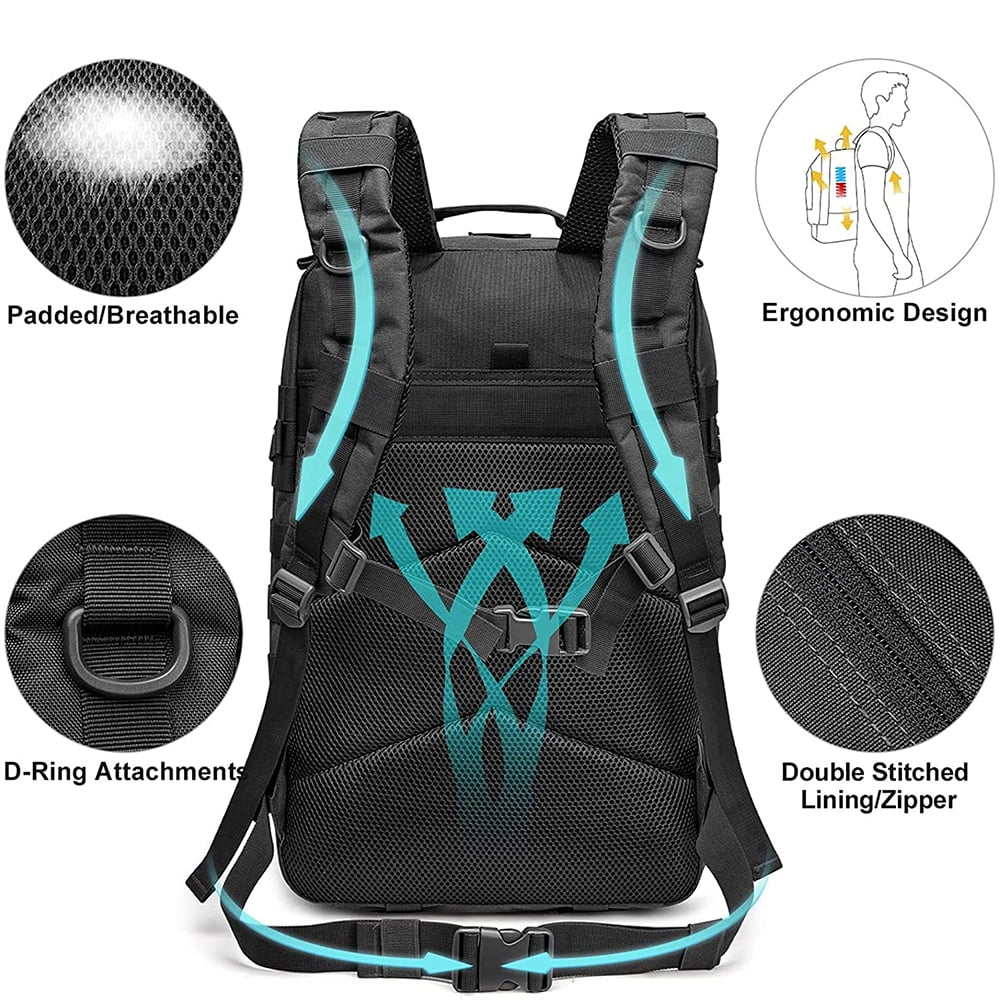 RIBONGZ 50L Camping Backpack Large Multifunction Outdoor Sport Rucksack Molle Bag Backpacks